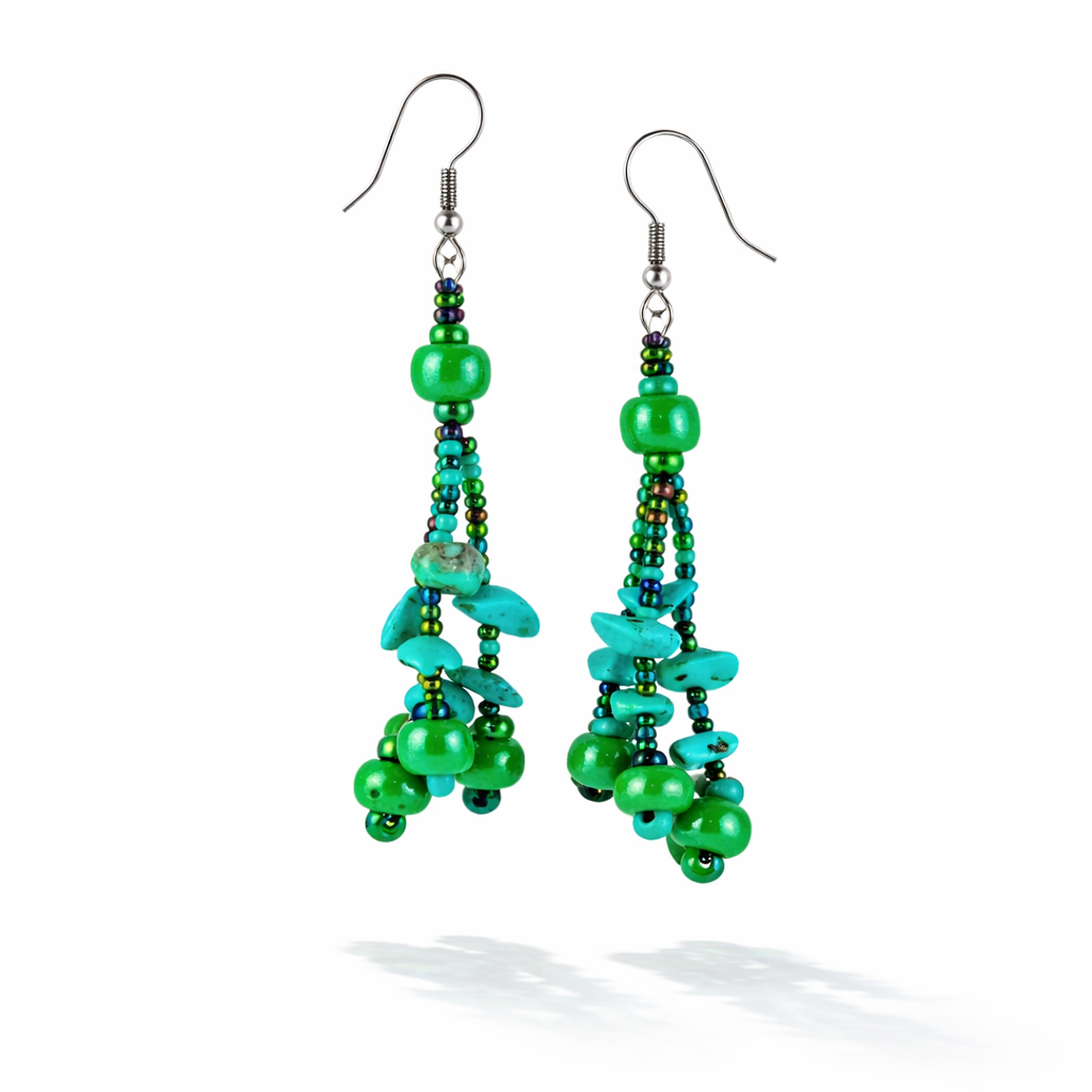 Luzy Seed Bead Dangly Earrings - Guatemala