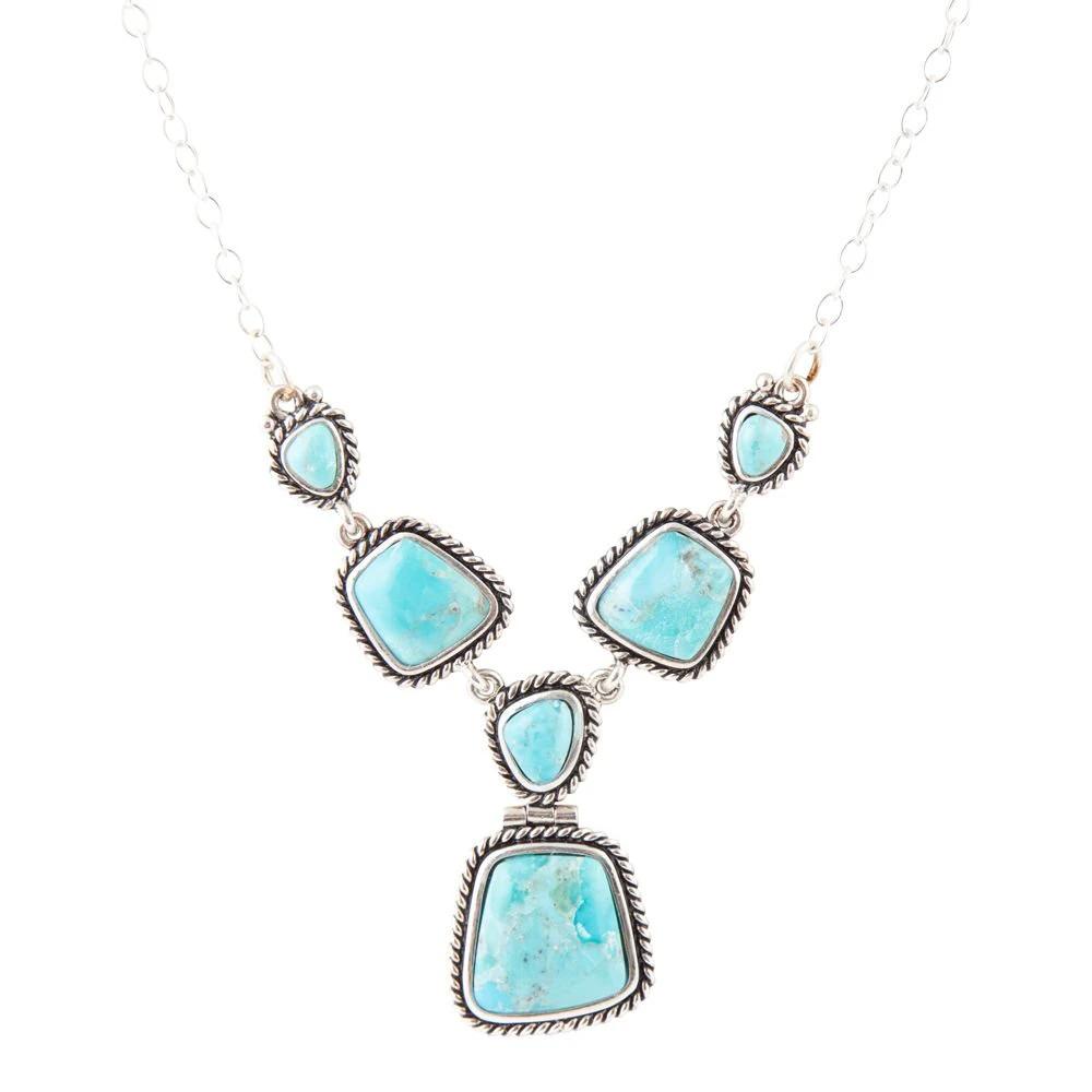 Earth and Sky Blue Turquoise Sterling Silver Necklace by Barse Jewelry