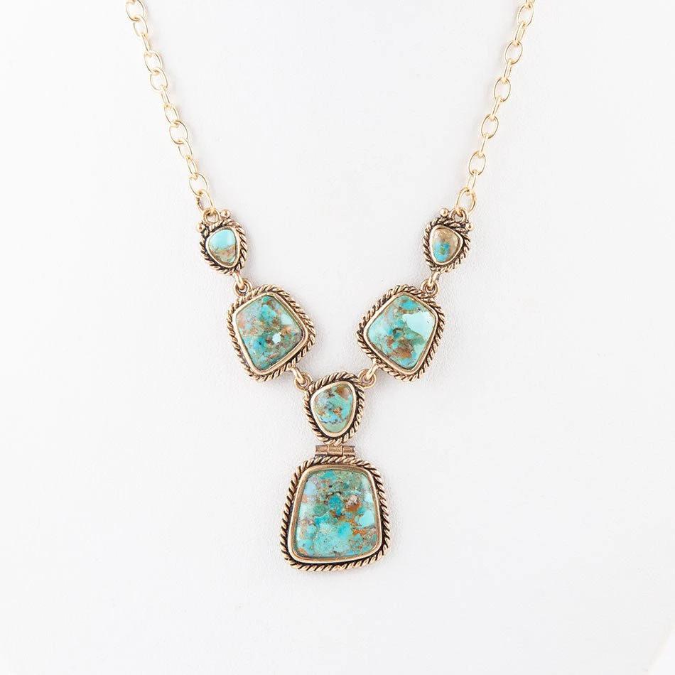 Earth and Sky Blue Turquoise Golden Necklace by Barse Jewelry