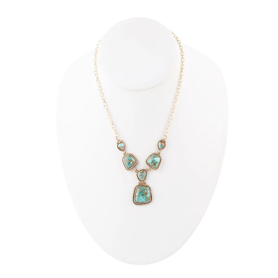 Earth and Sky Blue Turquoise Golden Necklace by Barse Jewelry