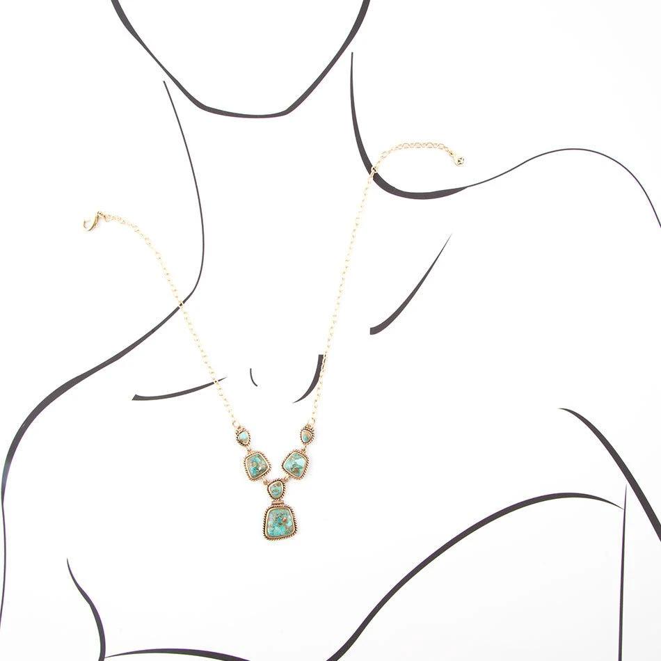 Earth and Sky Blue Turquoise Golden Necklace by Barse Jewelry