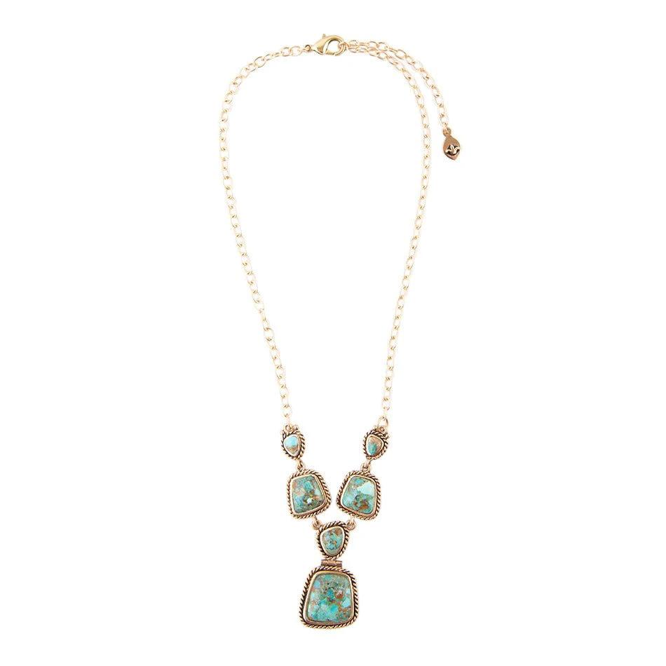 Earth and Sky Blue Turquoise Golden Necklace by Barse Jewelry