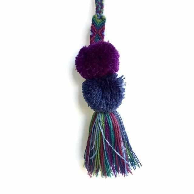 Earth Tone Friendship Tassel Zipper Pull with Pom Poms | Handmade in Mexico Zipper Pulls La Vie Bien Earth Tone Friendship Tassel Zipper Pull with Pom Poms | Handmade in Mexico