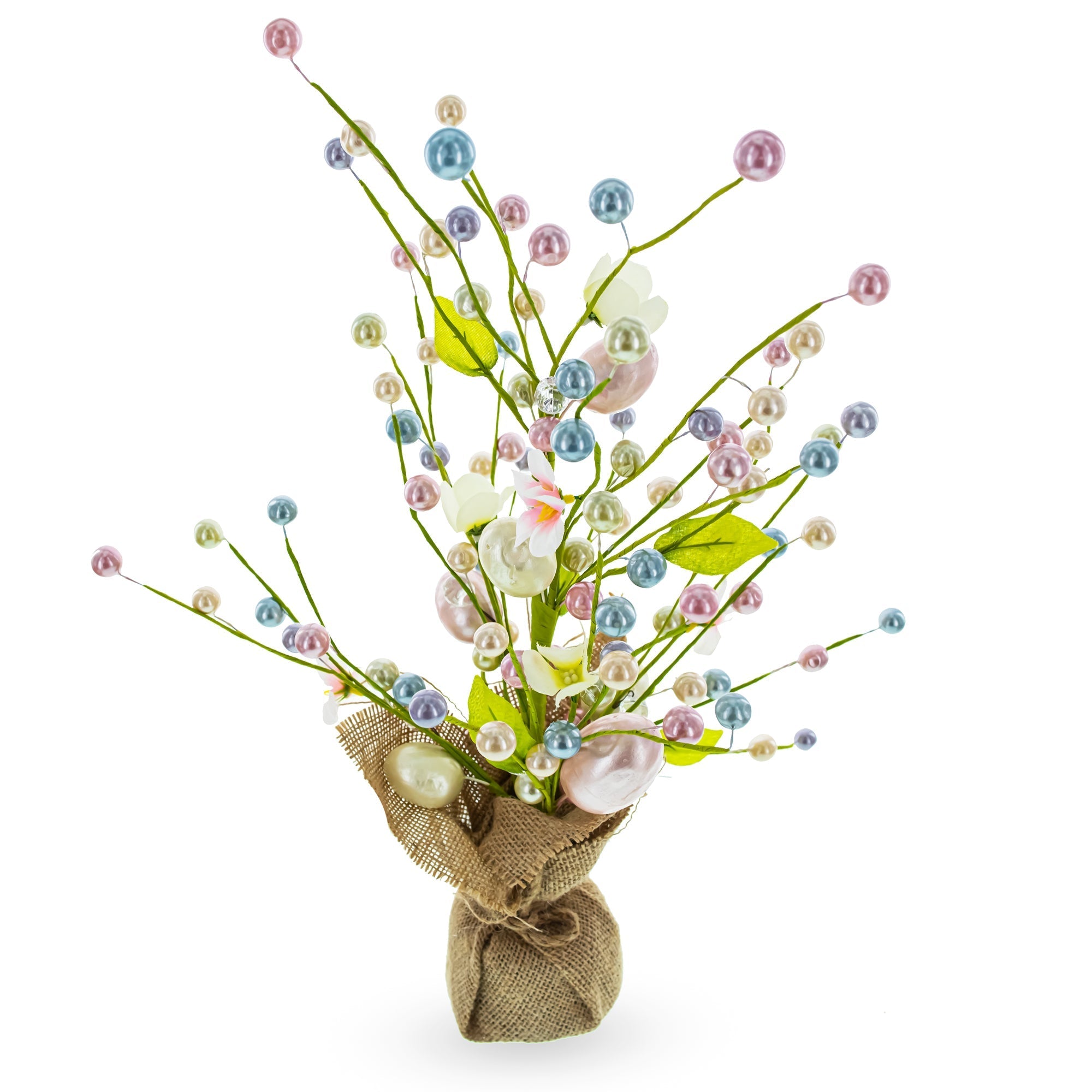 Easter Berry & Egg Floral Branch Arrangement Spring Tabletop Centerpiece with Burlap Base 17.5 Inches Easter > Figurines La Vie Bien Easter Berry & Egg Floral Branch Arrangement Spring Tabletop Centerpiece with Burlap Base 17.5 Inches