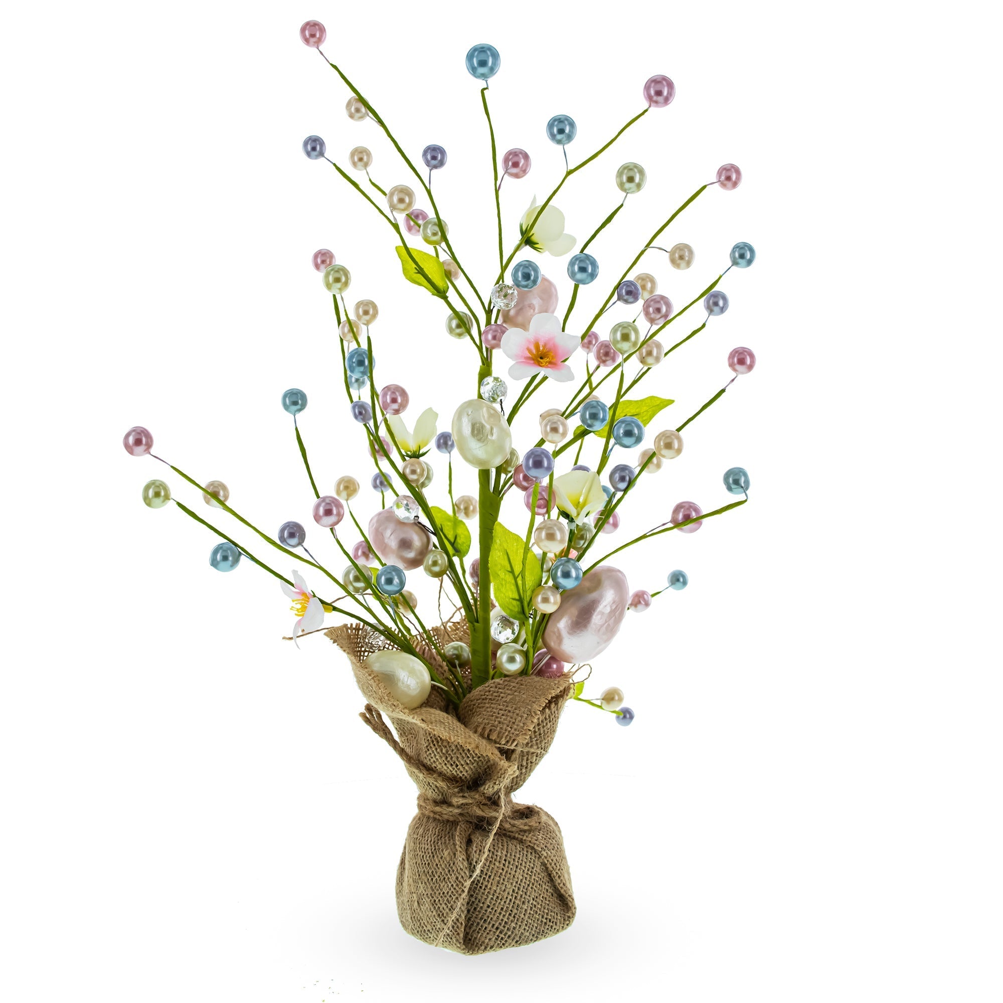 Easter Berry & Egg Floral Branch Arrangement Spring Tabletop Centerpiece with Burlap Base 17.5 Inches Easter > Figurines La Vie Bien Easter Berry & Egg Floral Branch Arrangement Spring Tabletop Centerpiece with Burlap Base 17.5 Inches