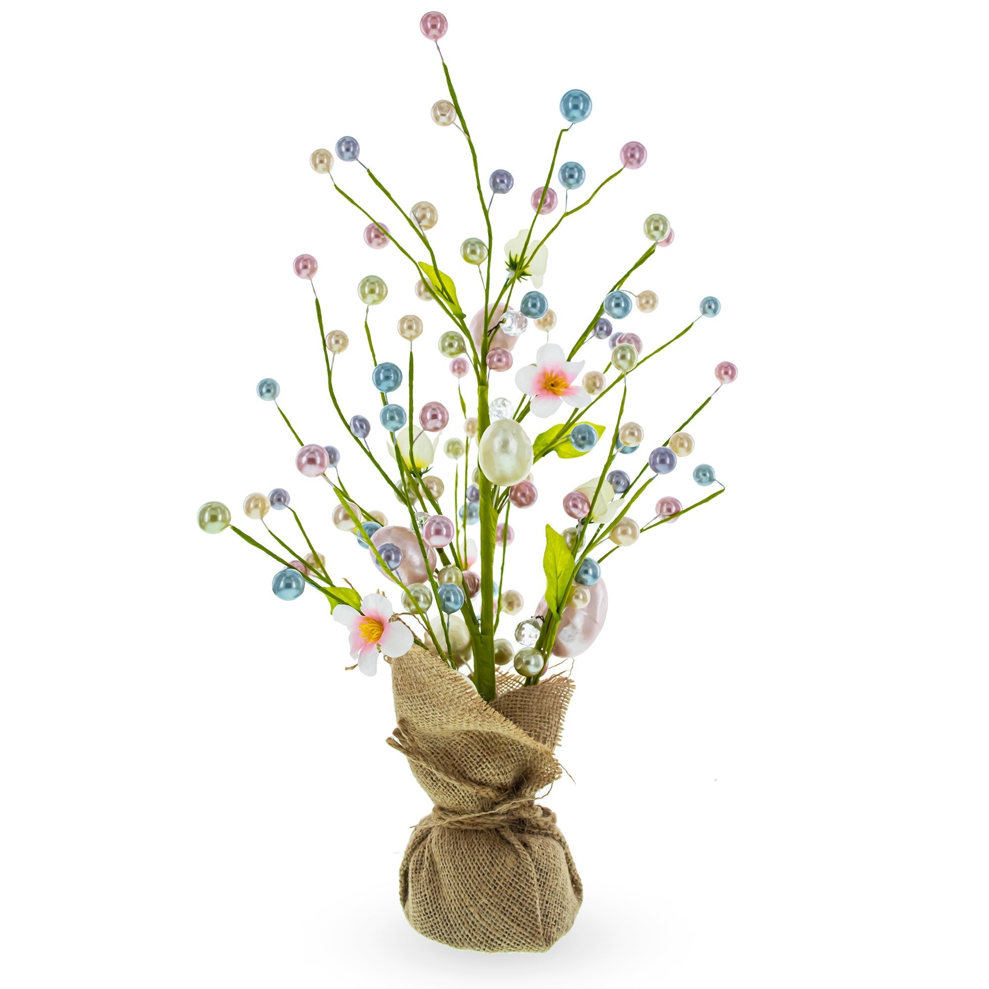Easter Berry & Egg Floral Branch Arrangement Spring Tabletop Centerpiece with Burlap Base 17.5 Inches Easter > Figurines La Vie Bien Easter Berry & Egg Floral Branch Arrangement Spring Tabletop Centerpiece with Burlap Base 17.5 Inches