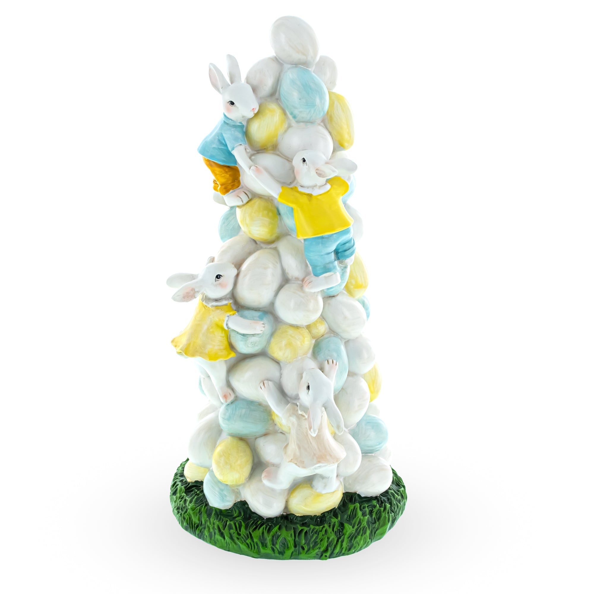 Easter Bunny Climbing Egg Tower Playful Rabbit Figurine for Spring Decor 10.6 Inches Easter > Figurines > Bunnies La Vie Bien Easter Bunny Climbing Egg Tower Playful Rabbit Figurine for Spring Decor 10.6 Inches
