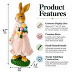 Easter Bunny Figurine with Flowers - Spring Rabbit Decor 8.7 Inches Easter > Figurines > Bunnies La Vie Bien Easter Bunny Figurine with Flowers - Spring Rabbit Decor 8.7 Inches