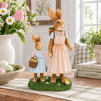 Easter Bunny Mother and Child Figurine - Spring Home Decor 11 Inches Easter > Figurines > Bunnies La Vie Bien Easter Bunny Mother and Child Figurine - Spring Home Decor 11 Inches