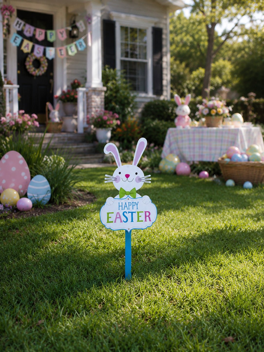 Easter Bunny Yard Sign Happy Easter Outdoor Lawn Decor with Stake Spring Garden Decoration 23.6 Inches Tall Easter > Outdoor La Vie Bien Easter Bunny Yard Sign Happy Easter Outdoor Lawn Decor with Stake Spring Garden Decoration 23.6 Inches Tall