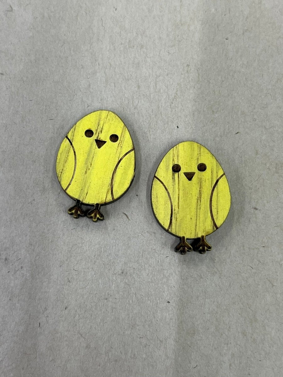 Easter Chick Earrings - Wood Earrings