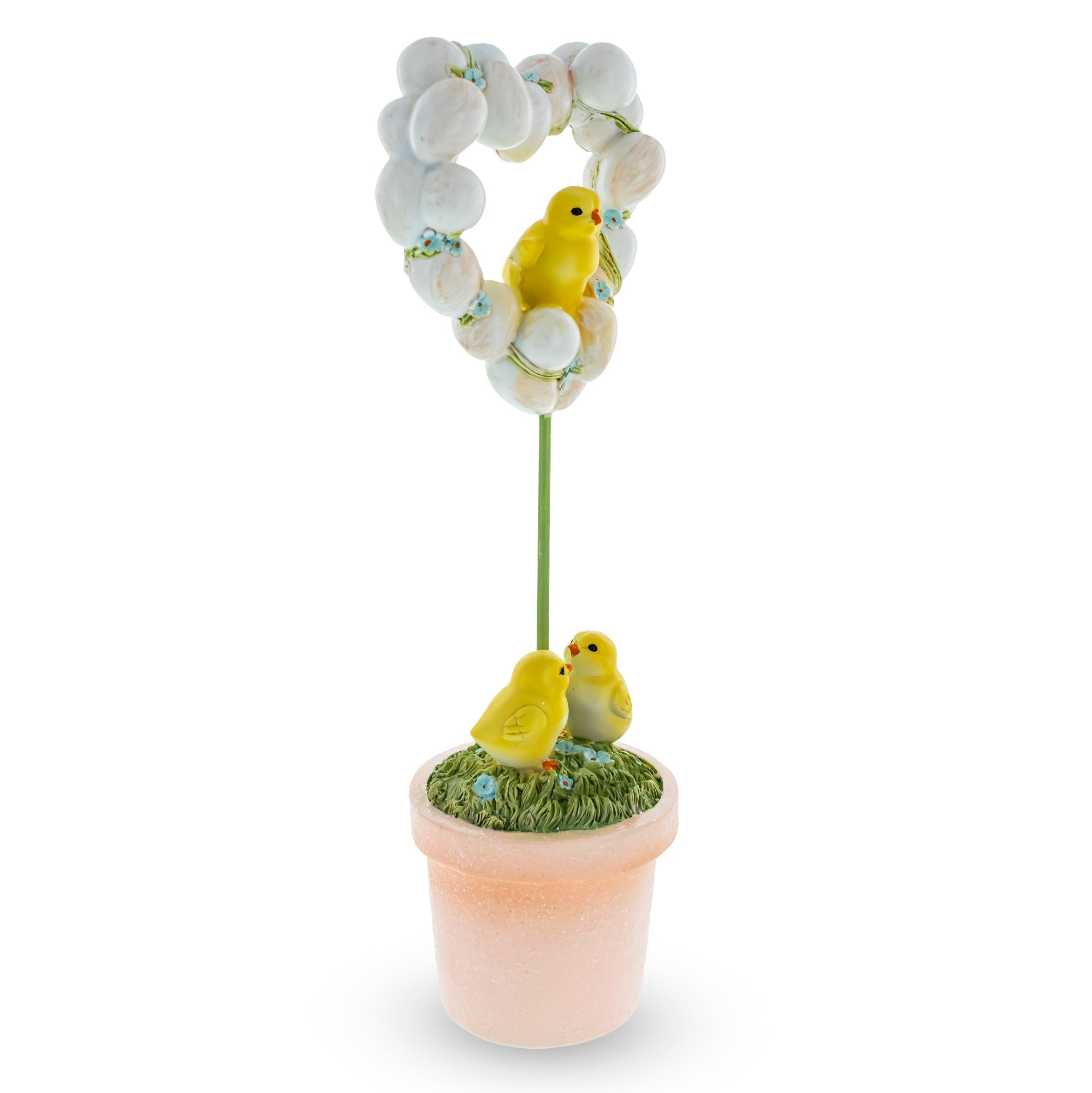 Easter Chick Heart Egg Topiary Figurine - Tabletop Spring Decor 12.5 Inches Easter > Figurines > Bunnies La Vie Bien Easter Chick Heart Egg Topiary Figurine - Tabletop Spring Decor 12.5 Inches