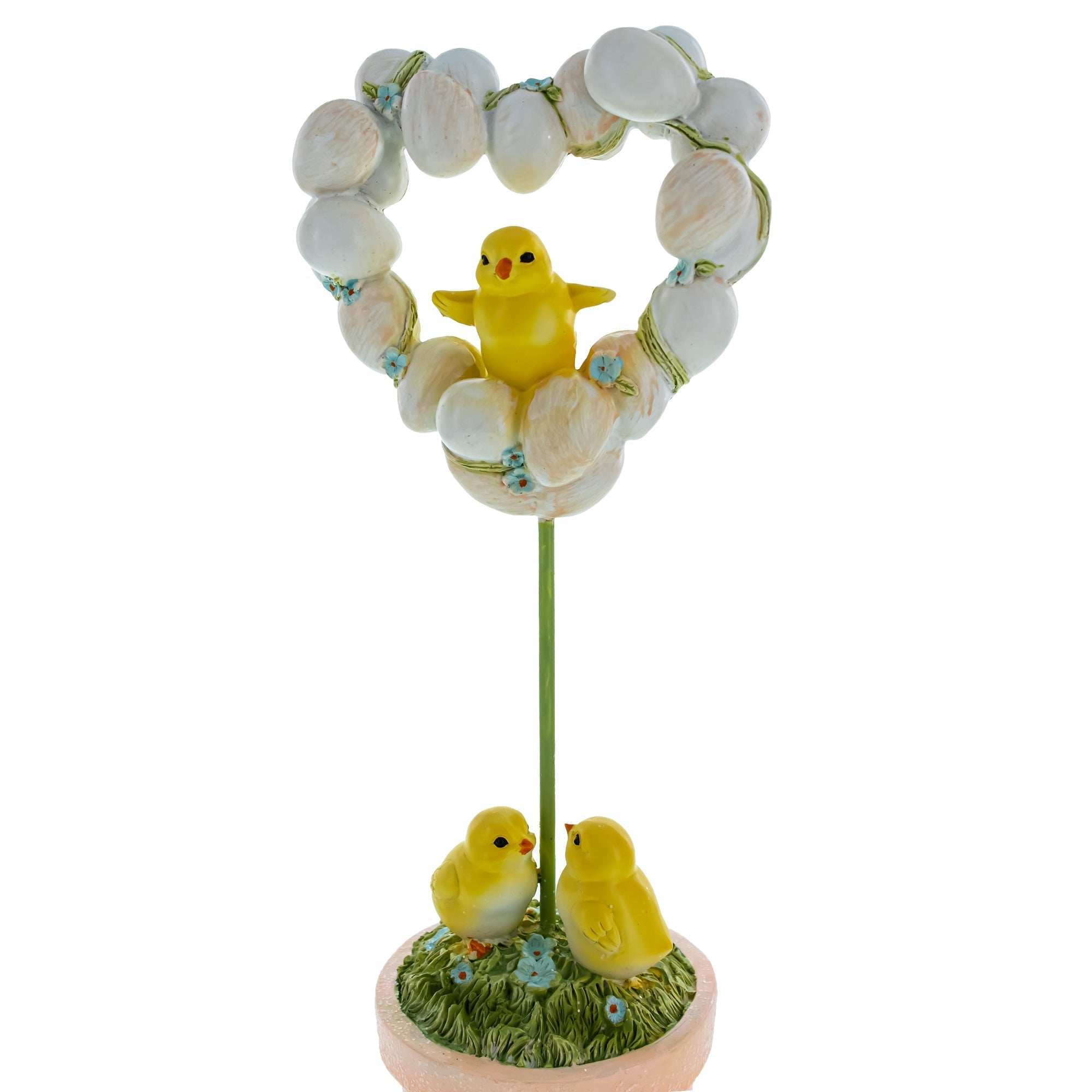 Easter Chick Heart Egg Topiary Figurine - Tabletop Spring Decor 12.5 Inches Easter > Figurines > Bunnies La Vie Bien Easter Chick Heart Egg Topiary Figurine - Tabletop Spring Decor 12.5 Inches