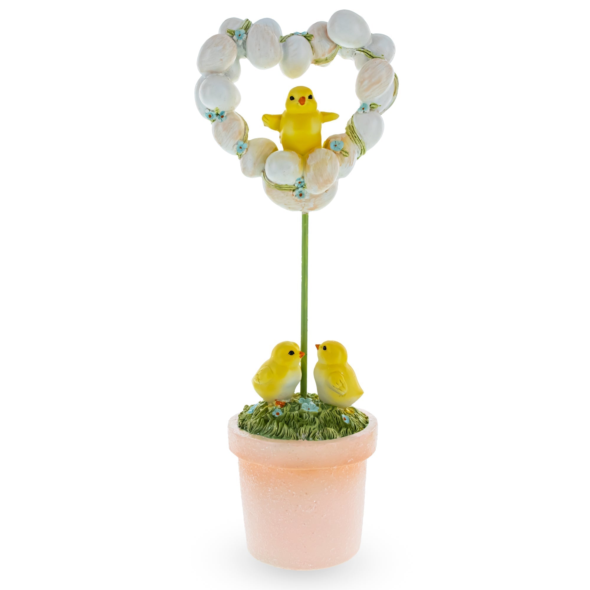 Easter Chick Heart Egg Topiary Figurine - Tabletop Spring Decor 12.5 Inches Easter > Figurines > Bunnies La Vie Bien Easter Chick Heart Egg Topiary Figurine - Tabletop Spring Decor 12.5 Inches