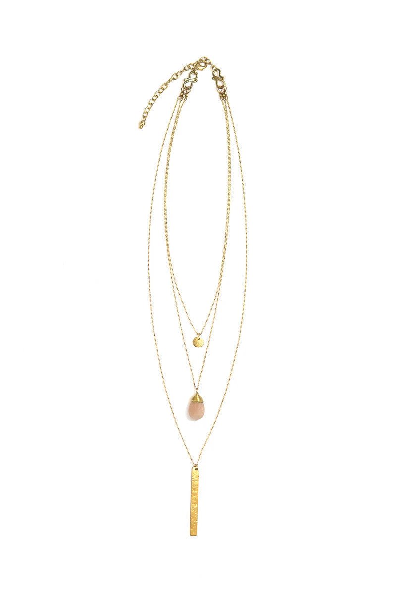 Triple Strand Multi-Way Pendant Necklace - Brass by Fair Anita