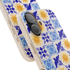 Eco friendly Blue Sun and Bird Talavera sol Tile Pattern Phone Case | Biodegradable Case Phone Case La Vie Bien Eco friendly Blue Sun and Bird Talavera sol Tile Pattern Phone Case | Biodegradable Case