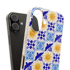 Eco friendly Blue Sun and Bird Talavera sol Tile Pattern Phone Case | Biodegradable Case Phone Case La Vie Bien Eco friendly Blue Sun and Bird Talavera sol Tile Pattern Phone Case | Biodegradable Case