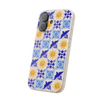 Eco friendly Blue Sun and Bird Talavera sol Tile Pattern Phone Case | Biodegradable Case Phone Case La Vie Bien Eco friendly Blue Sun and Bird Talavera sol Tile Pattern Phone Case | Biodegradable Case