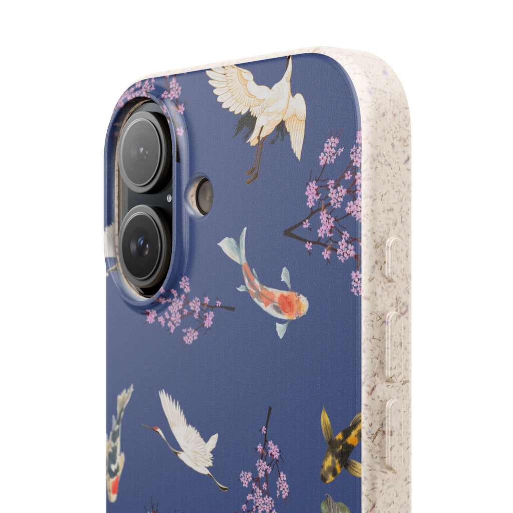 Eco friendly Koi & Crane Cherry Blossom Phone Case, Biodegradable Case Phone Case La Vie Bien Eco friendly Koi & Crane Cherry Blossom Phone Case, Biodegradable Case