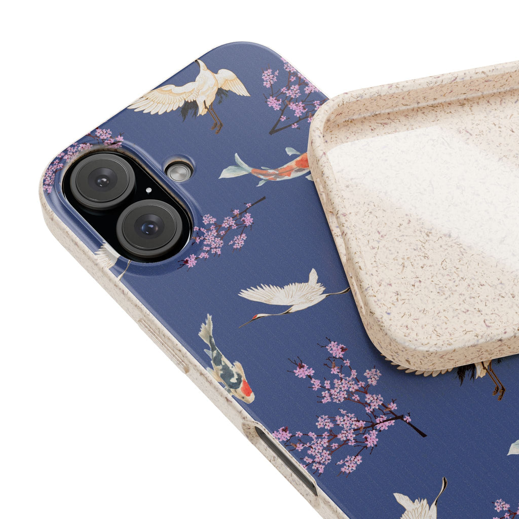 Eco friendly Koi & Crane Cherry Blossom Phone Case, Biodegradable Case Phone Case La Vie Bien Eco friendly Koi & Crane Cherry Blossom Phone Case, Biodegradable Case