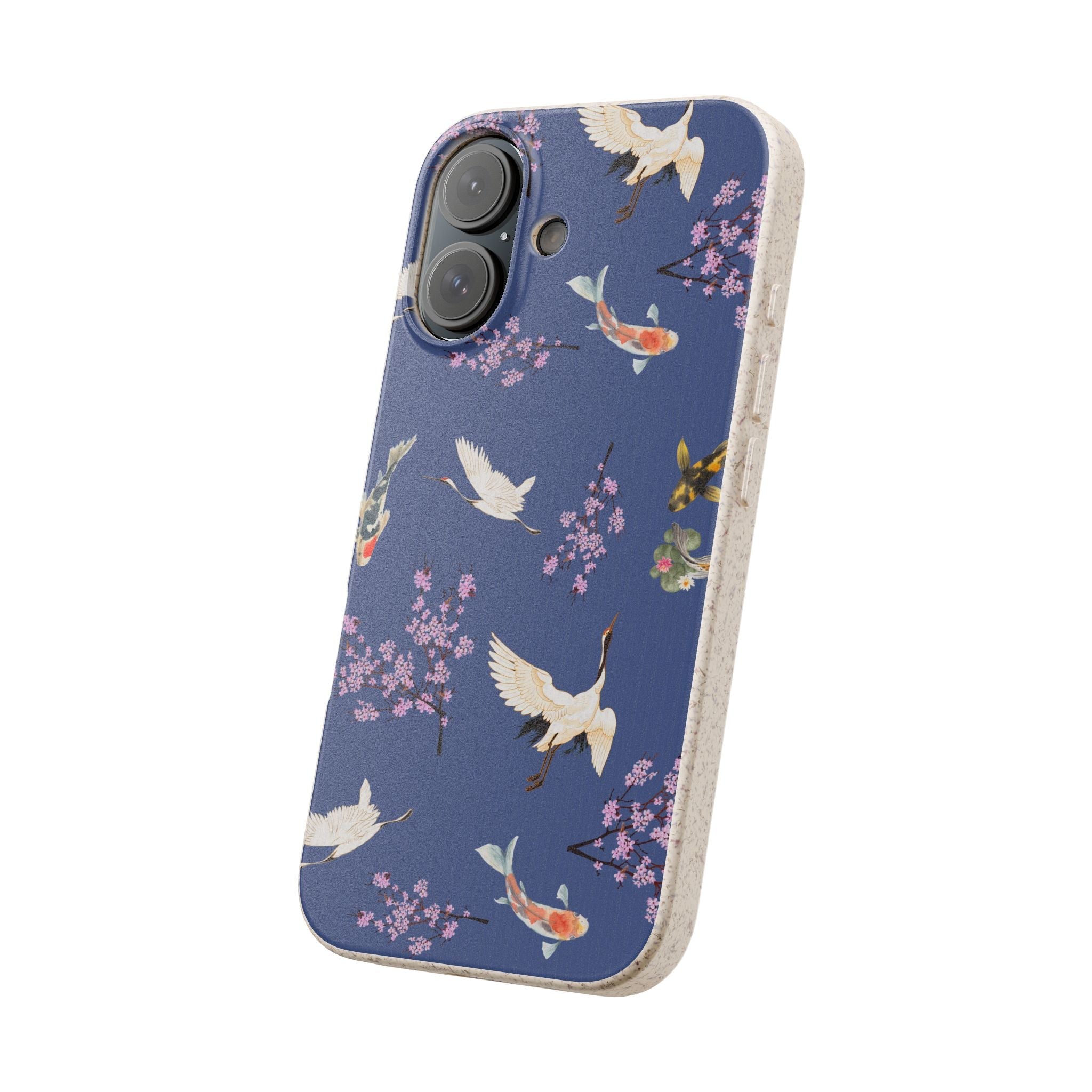 Eco friendly Koi & Crane Cherry Blossom Phone Case, Biodegradable Case Phone Case La Vie Bien Eco friendly Koi & Crane Cherry Blossom Phone Case, Biodegradable Case
