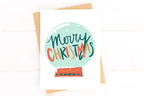 Merry Christmas Snow Globe Card Cute Christmas Card by Five Dot Post