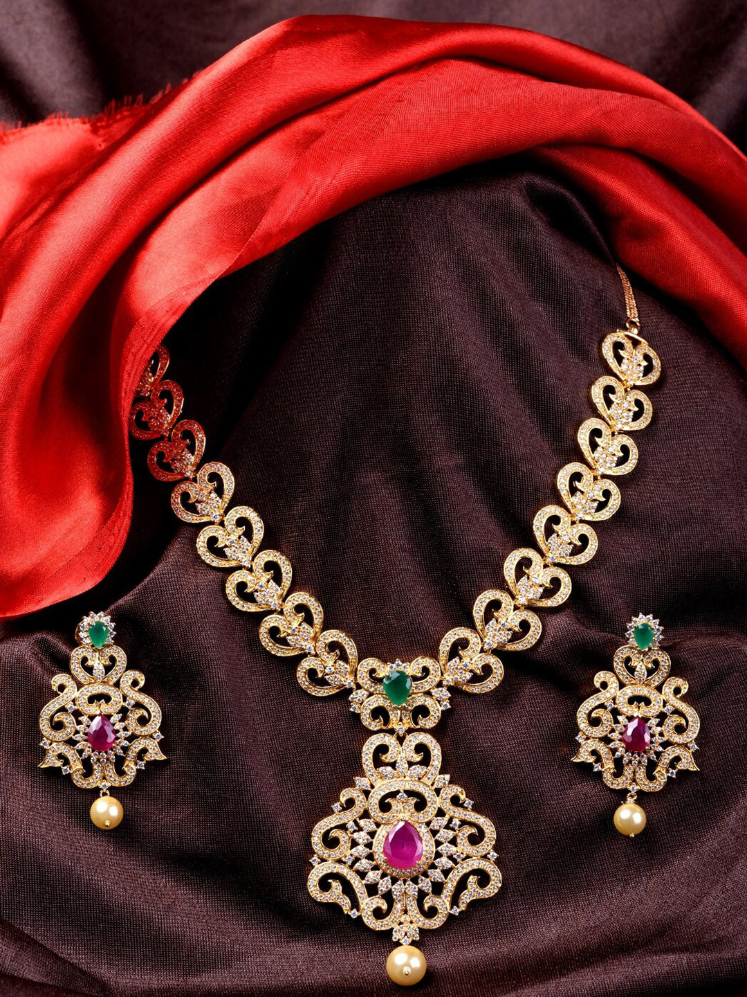 Saraf RS Jewellery Gold-Polished Multi-Colored Jewellery Set