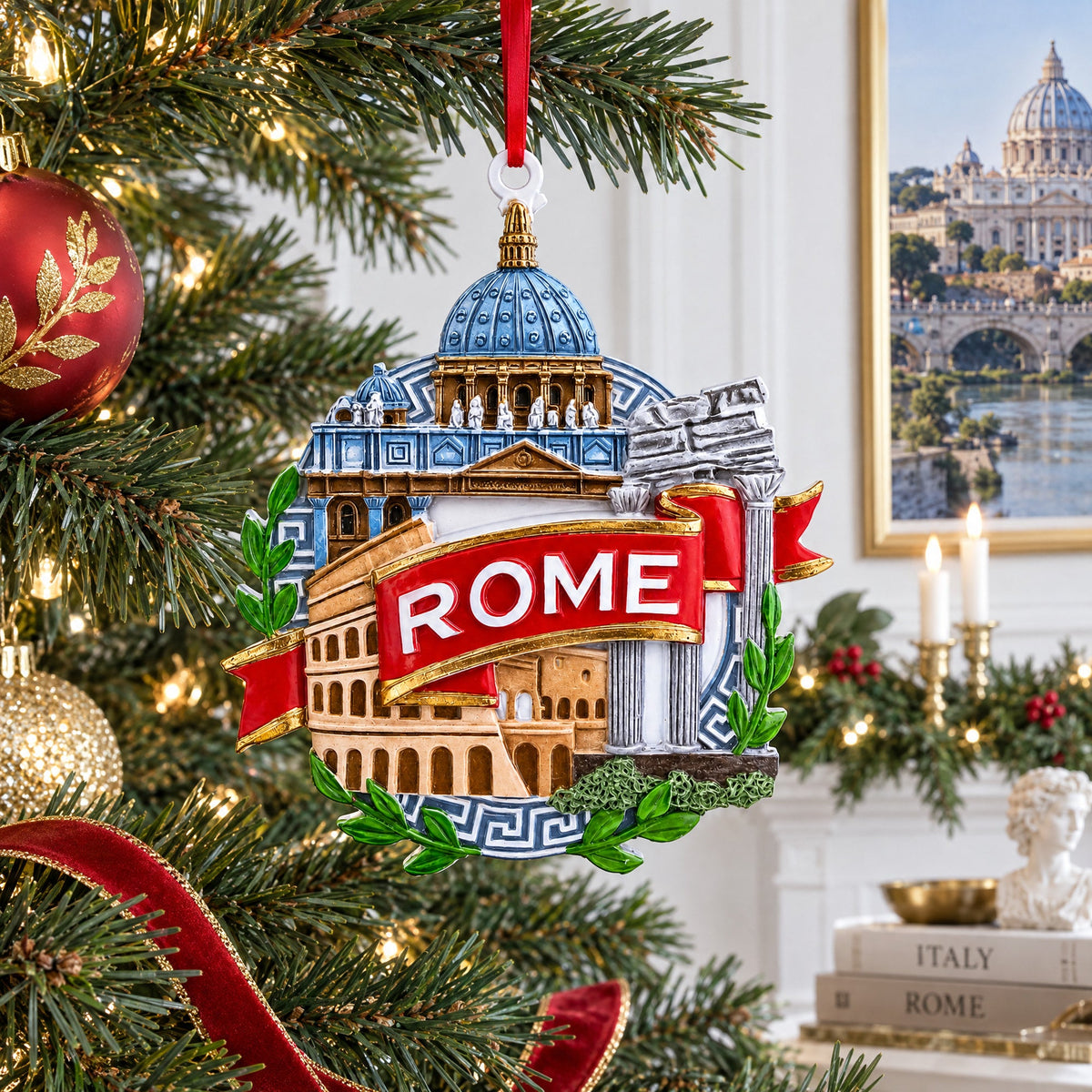 Colosseum Rome Italy Landmarks Travel Souvenir Resin Christmas Ornament