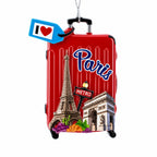 Paris Travel Souvenir Suitcase Eiffel Tower Resin Christmas Ornament