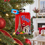 Paris Travel Souvenir Suitcase Eiffel Tower Resin Christmas Ornament
