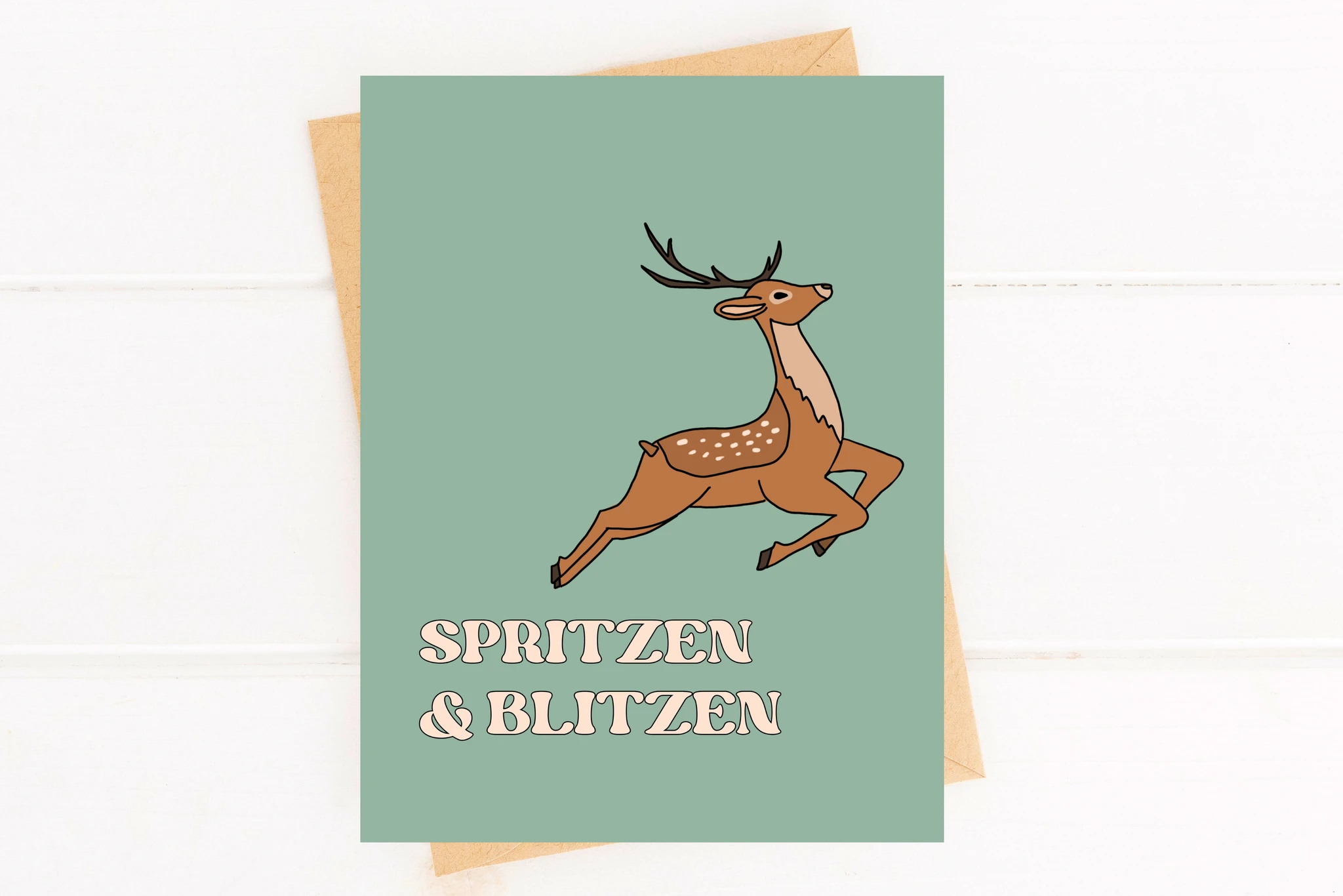 Spritzen Funny Holiday Card Sprits Christmas Card by Five Dot Post