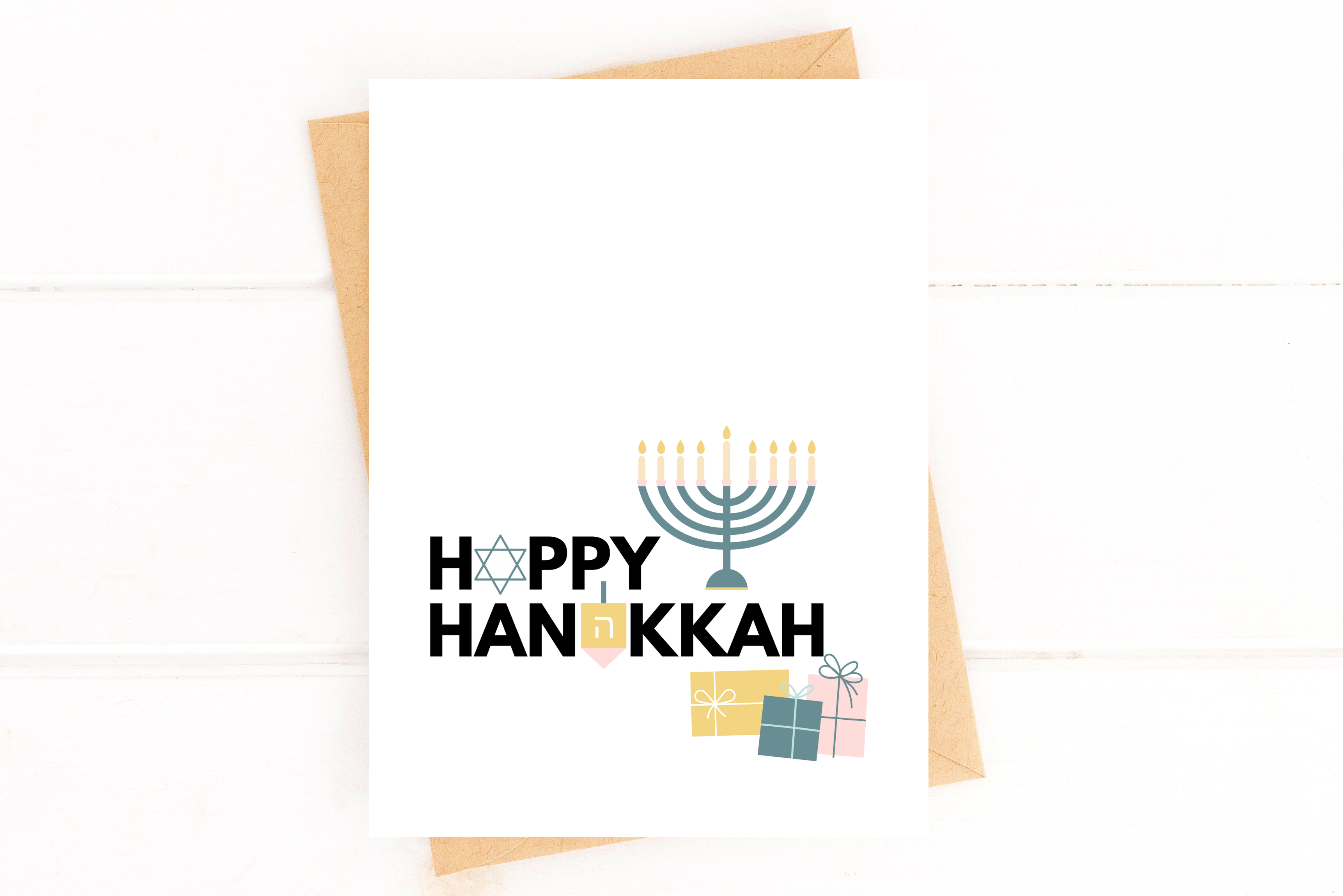 Happy Hanukkah Menorah Holiday Card