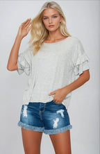Effortless Charm Ruffle Sleeve Tee Clothing La Vie Bien Effortless Charm Ruffle Sleeve Tee