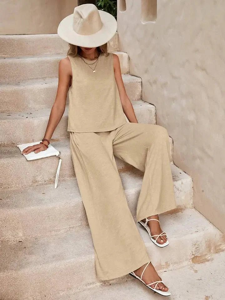 Effortless Comfort Two - Piece Cotton Coverup Set – Neutral Beige La Vie Bien Effortless Comfort Two - Piece Cotton Coverup Set – Neutral Beige