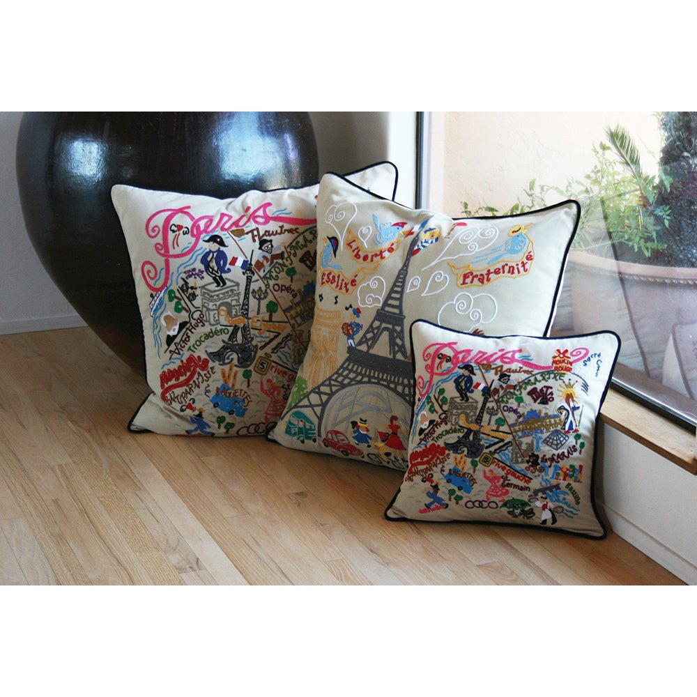 Eiffel Tower Paris Hand - Embroidered Pillow Pillows La Vie Bien Eiffel Tower Paris Hand - Embroidered Pillow