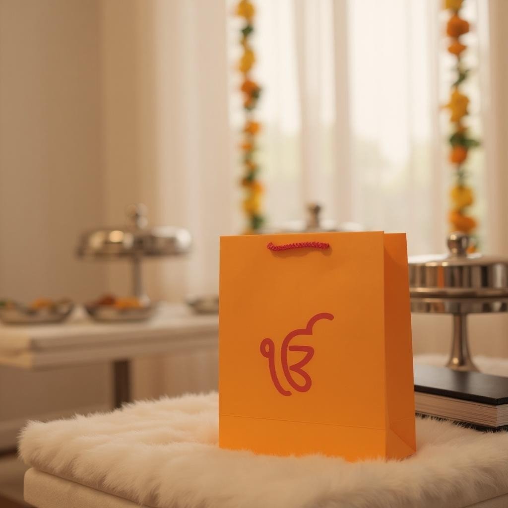 Ek Omkar Printed Paper Bag, Set of 10 Favors & Return Gifts La Vie Bien Ek Omkar Printed Paper Bag, Set of 10