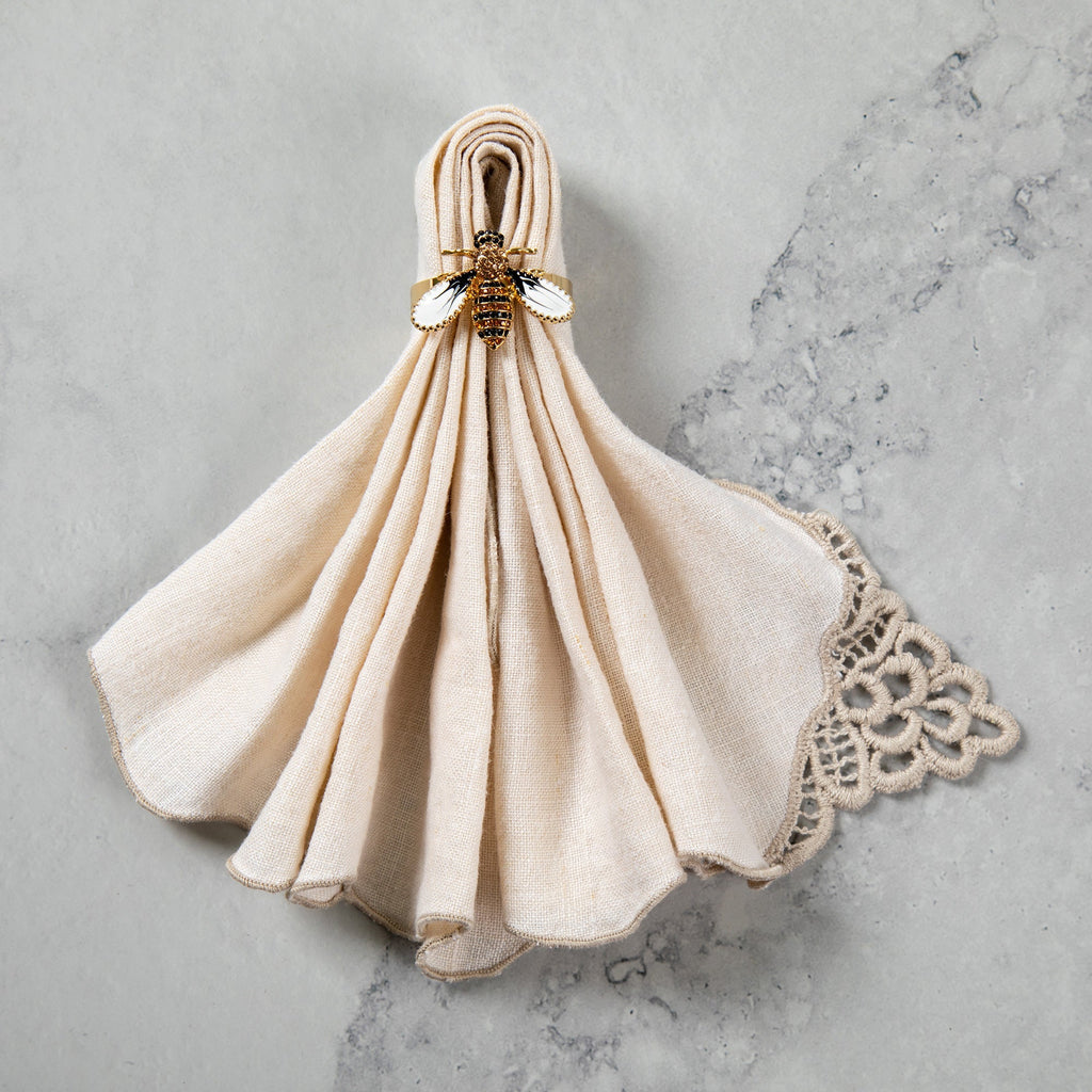 Elegant Bee Napkin Ring - Set of 4 Aprons & Mitts & Towels & Table Linens La Vie Bien Elegant Bee Napkin Ring - Set of 4