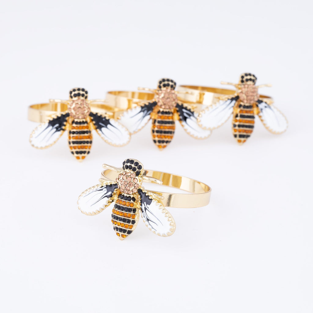 Elegant Bee Napkin Ring - Set of 4 Aprons & Mitts & Towels & Table Linens La Vie Bien Elegant Bee Napkin Ring - Set of 4