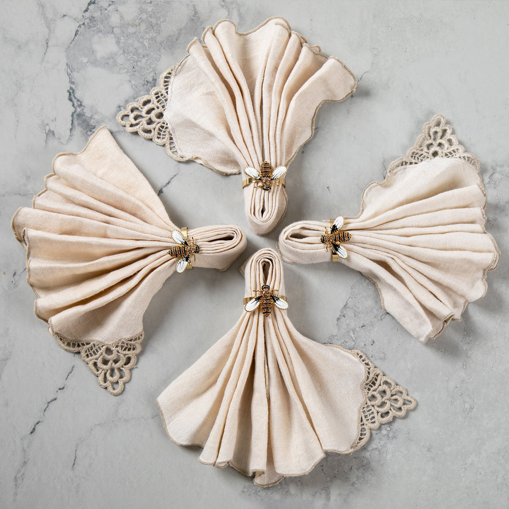 Elegant Bee Napkin Ring - Set of 4 Aprons & Mitts & Towels & Table Linens La Vie Bien Elegant Bee Napkin Ring - Set of 4
