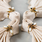 Elegant Bee Napkin Ring - Set of 4 Aprons & Mitts & Towels & Table Linens La Vie Bien Elegant Bee Napkin Ring - Set of 4