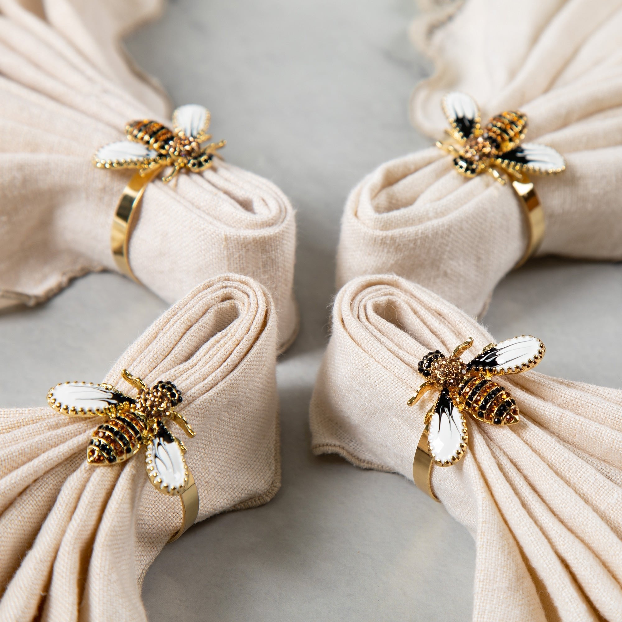 Elegant Bee Napkin Ring - Set of 4 Aprons & Mitts & Towels & Table Linens La Vie Bien Elegant Bee Napkin Ring - Set of 4