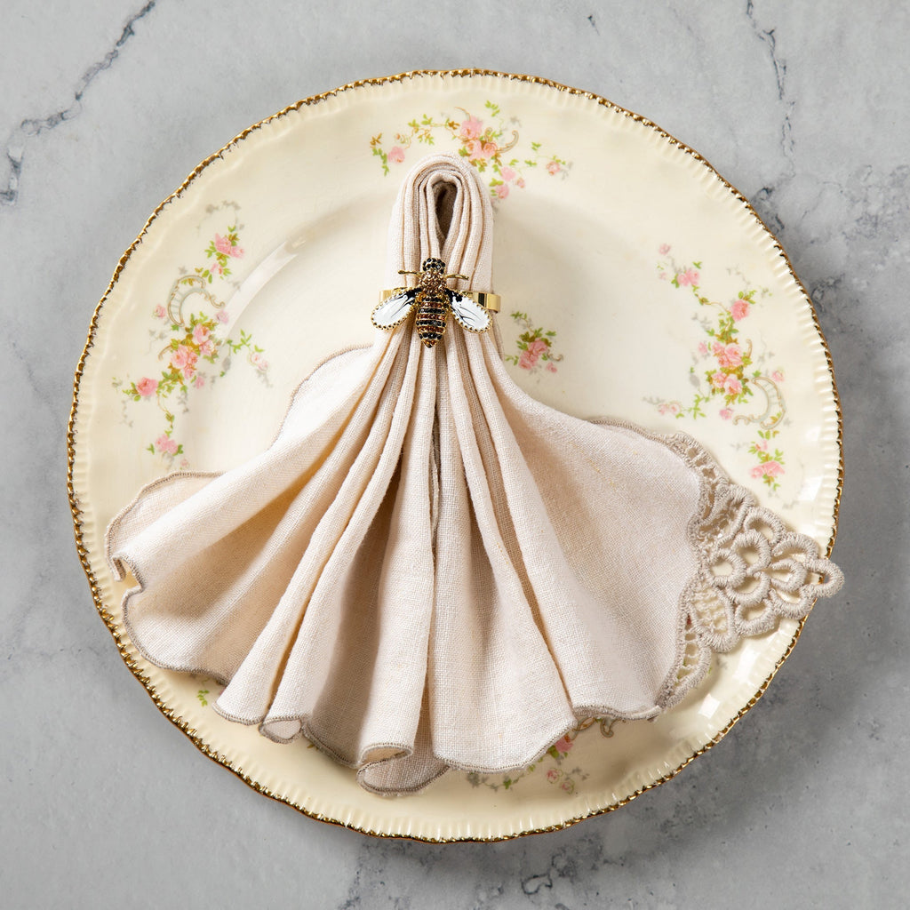 Elegant Bee Napkin Ring - Set of 4 Aprons & Mitts & Towels & Table Linens La Vie Bien Elegant Bee Napkin Ring - Set of 4