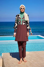 Elegant Black Burkini – Full Coverage Islamic Swimwear Set M2519 Covered Burkini Swimwear La Vie Bien Elegant Black Burkini – Full Coverage Islamic Swimwear Set M2519
