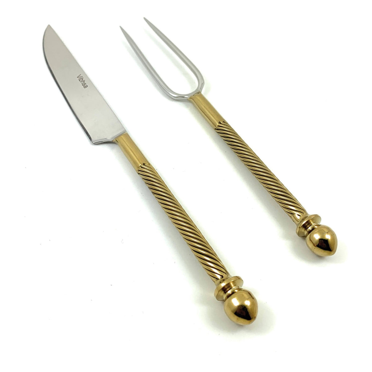Luxury Carving Set – Handmade Stainless Steel with Golden Accents