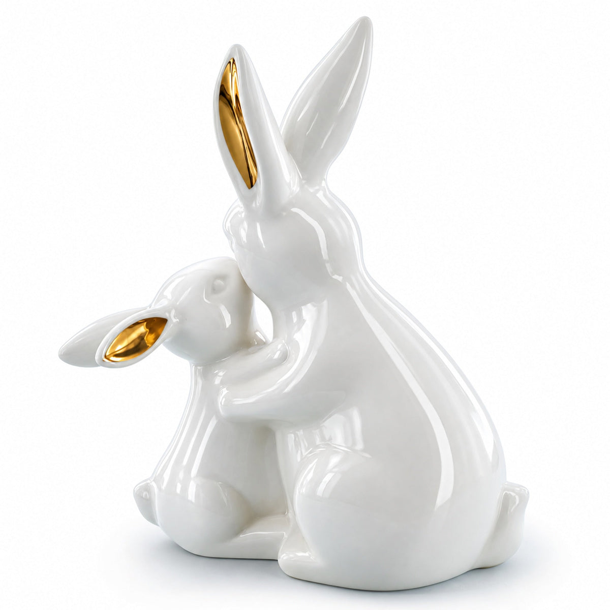 Elegant Ceramic Mother Bunny with Baby Figurine 8 Inches Tall Easter > Figurines > Bunnies La Vie Bien Elegant Ceramic Mother Bunny with Baby Figurine 8 Inches Tall