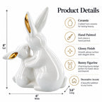 Elegant Ceramic Mother Bunny with Baby Figurine 8 Inches Tall Easter > Figurines > Bunnies La Vie Bien Elegant Ceramic Mother Bunny with Baby Figurine 8 Inches Tall