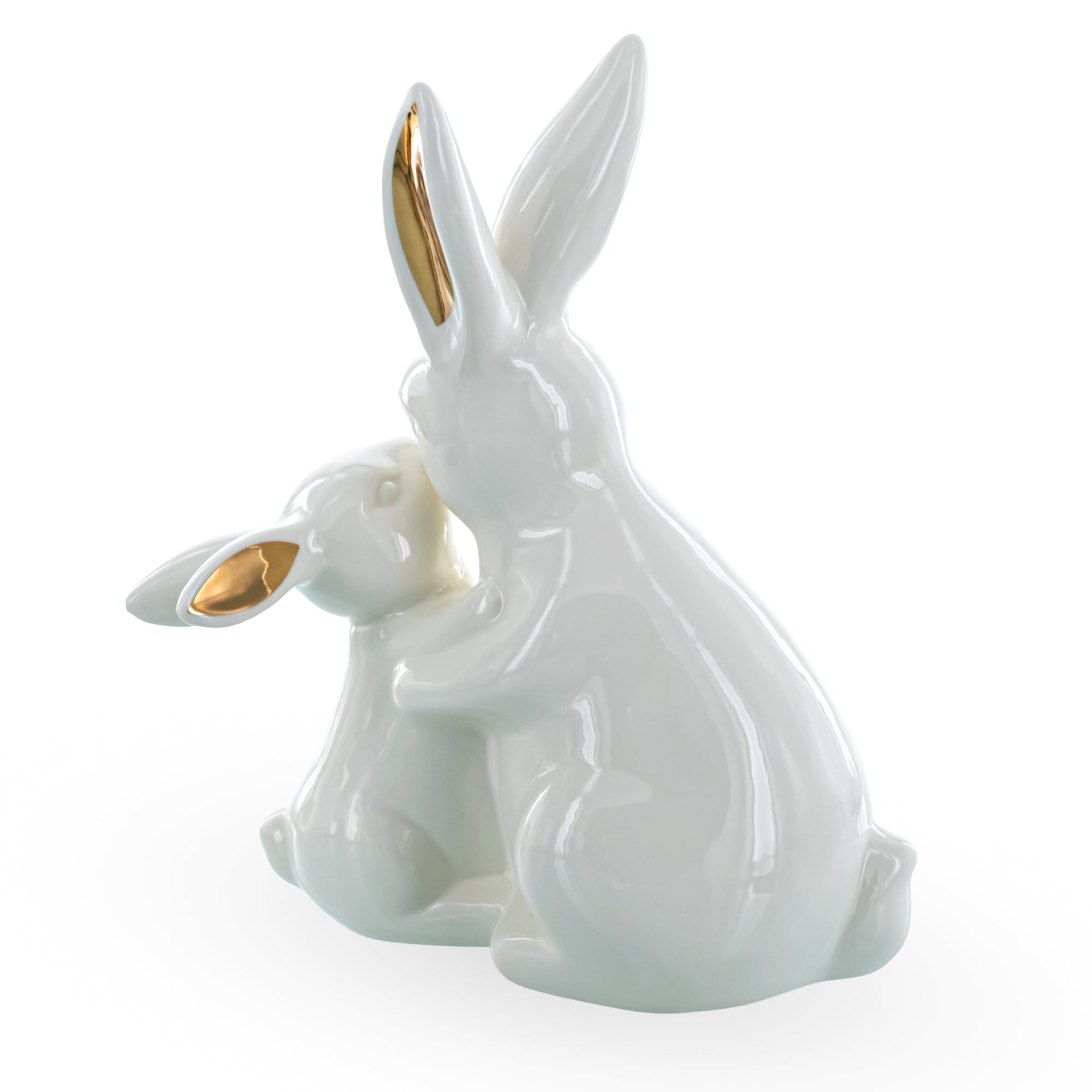 Elegant Ceramic Mother Bunny with Baby Figurine 8 Inches Tall Easter > Figurines > Bunnies La Vie Bien Elegant Ceramic Mother Bunny with Baby Figurine 8 Inches Tall