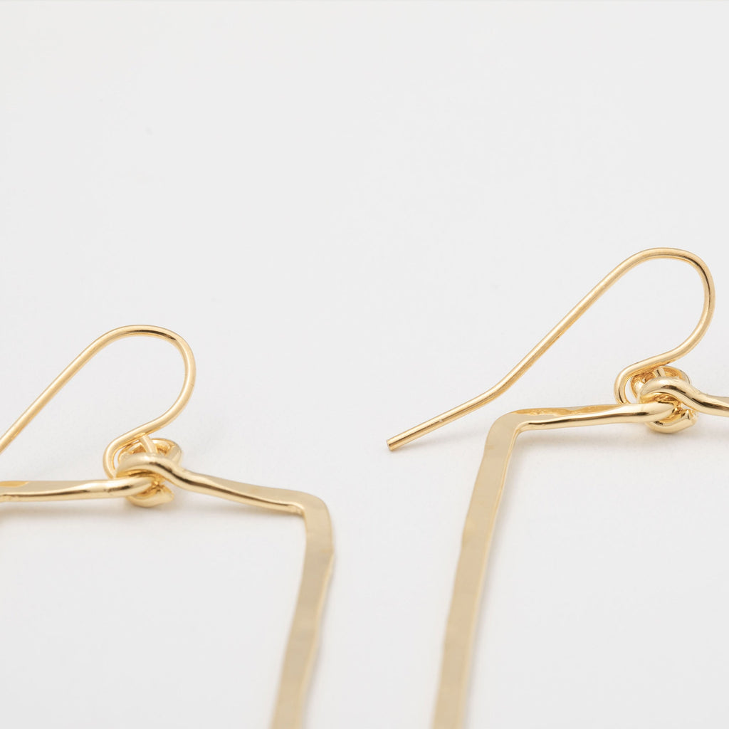 Elegant Golden Hammered Rectangle Earrings Earrings - Fashion La Vie Bien Elegant Golden Hammered Rectangle Earrings