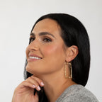 Elegant Golden Hammered Rectangle Earrings Earrings - Fashion La Vie Bien Elegant Golden Hammered Rectangle Earrings