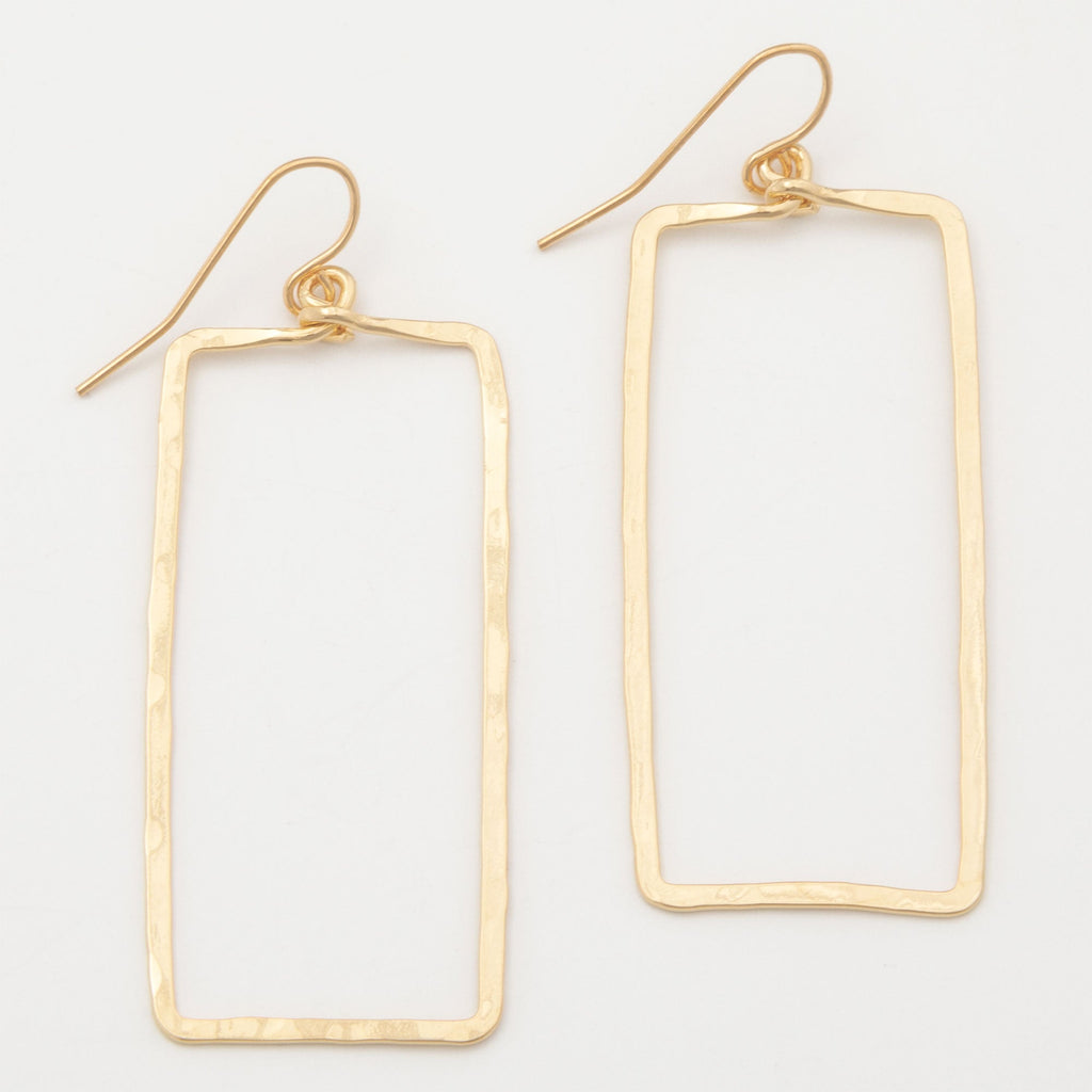 Elegant Golden Hammered Rectangle Earrings Earrings - Fashion La Vie Bien Elegant Golden Hammered Rectangle Earrings